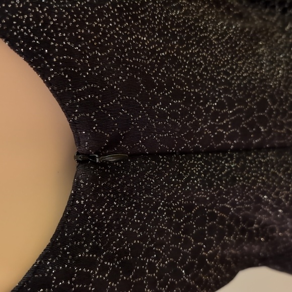 JOSEPH RIBKOFF VINTAGE Jersey Sparkle Mini Dress 6 (Petite) Black Silver LBD - Picture 7 of 13
